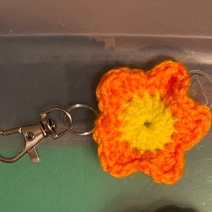 Crocheted flower keychains